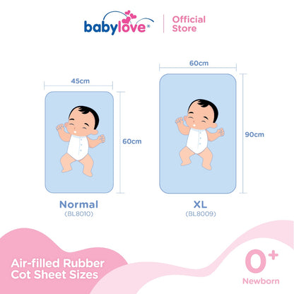 Alas Katil Getah Premium Berisi Udara | Air-Filled Rubber Cot Sheet (Biasa / XL) (60x45cm / 90x60cm)