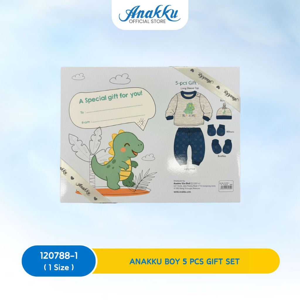 Anakku Newborn Baby Boy/Girl Pyjamas Gift Set | Set Hadiah Baju Tidur Bayi [5pcs/set] [0-6 Months] 120788-1, 120789-1