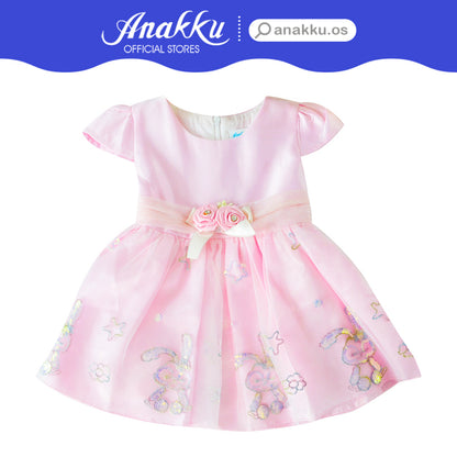 Anakku [3-18M] Newborn Baby Girl Party Dress Short Sleeve Dress Pakaian Bayi Perempuan EAK709-2