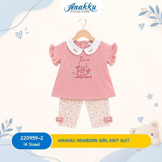 Anakku Girls Knit Suit/Set Baju & Seluar Bayi Perempuan -Top & Bottom (3 Mth to 24 Mth)