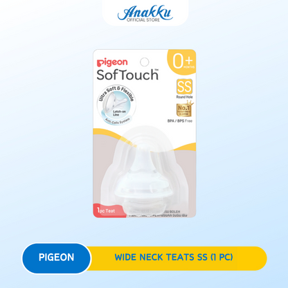 Pigeon Softouch Wide Neck Teats - Pigeon Puting Botol Leher Lebar untuk Keselesaan Bayi & Sistem Anti-Kolik Bebas BPA BP