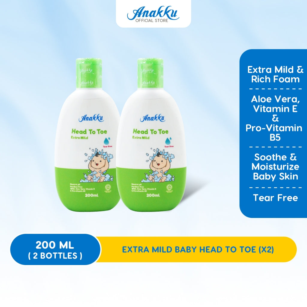 Anakku Baby Bath Extra Mild HEAD TO TOE (200ml) | Sabun Mandian Bayi HEAD TO TOE HTT200