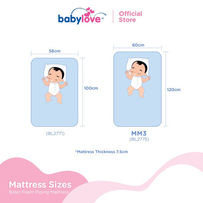 Babylove Tilam Buih Asas dengan Piping | Basic Foam Piping Mattress