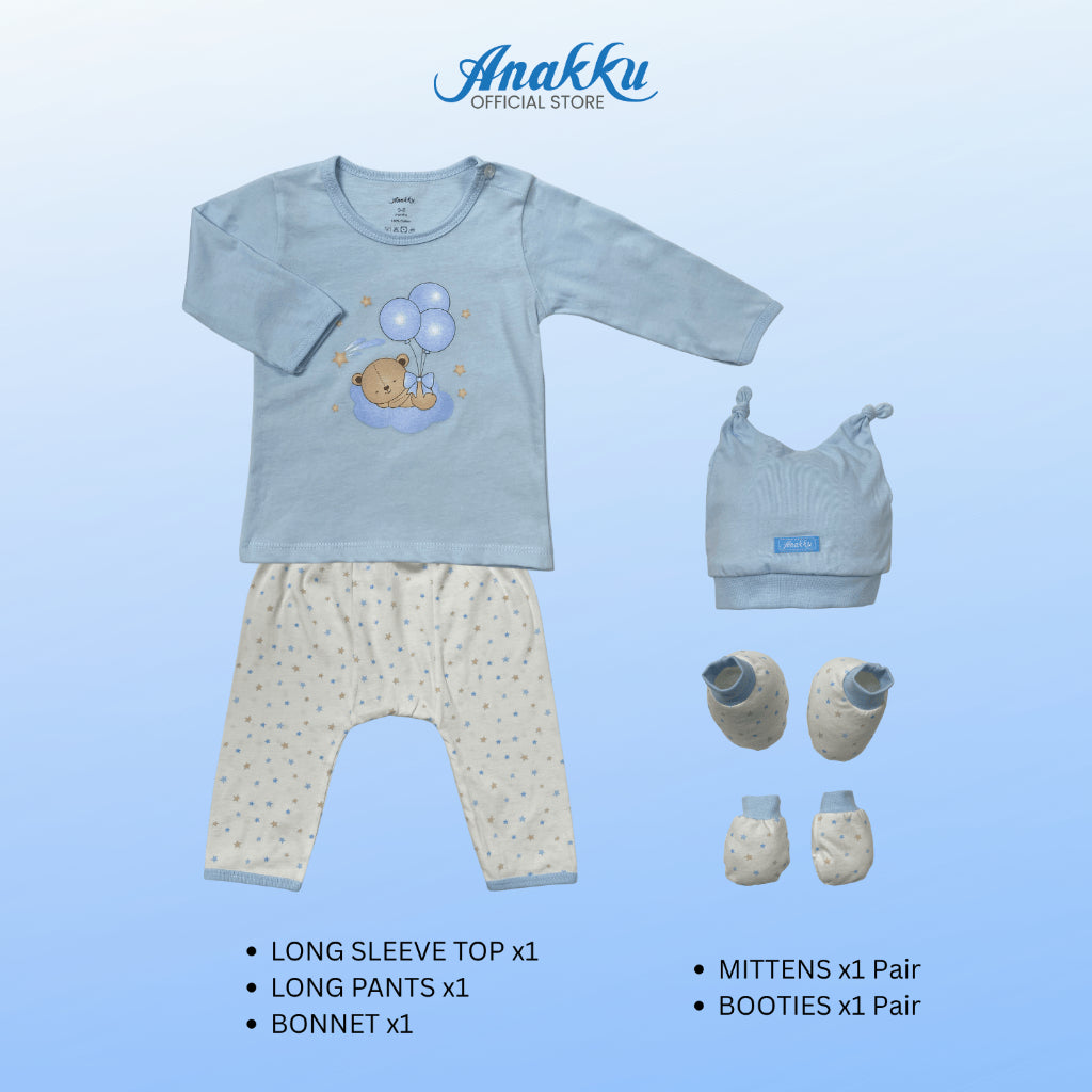 Anakku Newborn Baby Boy Gift Set [5pcs/set] Set Hadiah Bayi Lelaki [0-6 Months] 120496-1
