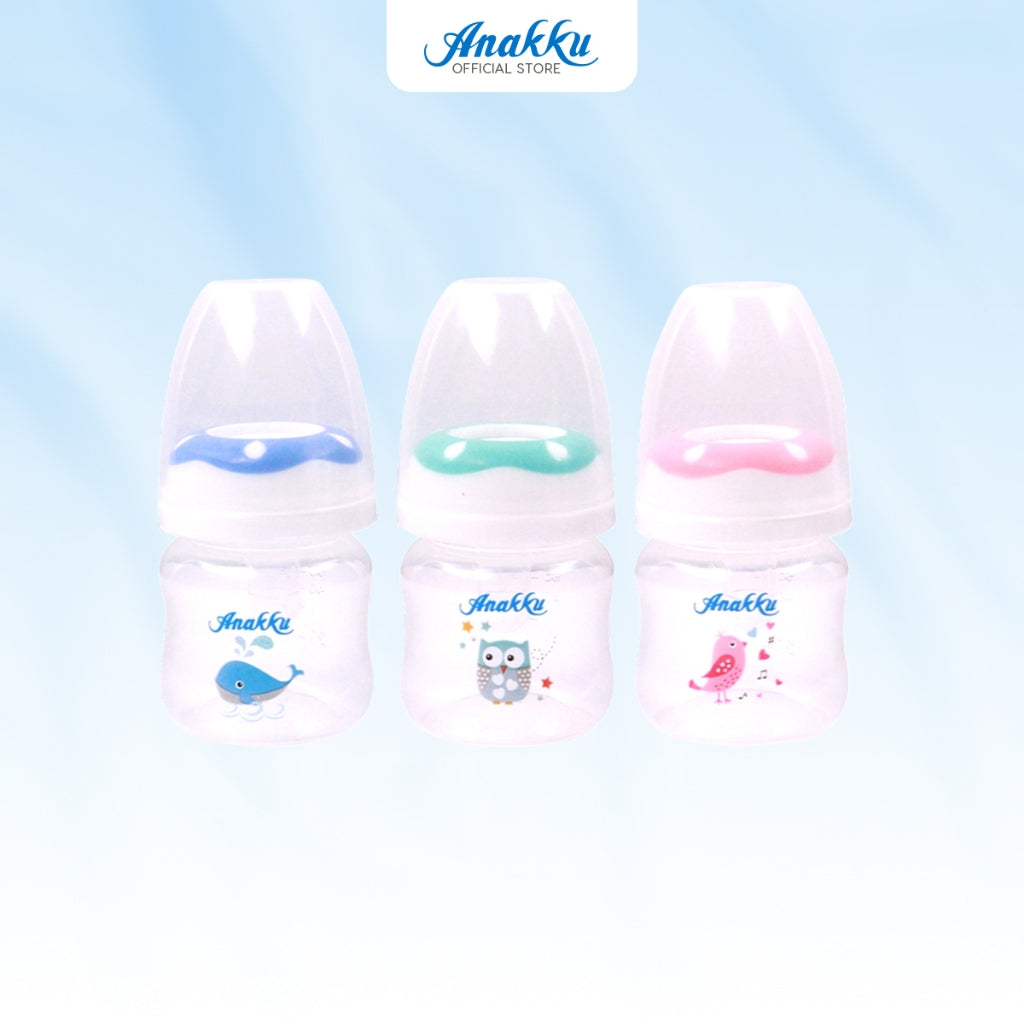 ANAKKU (2oz/4oz/8oz) Standard Neck Feeding Bottle with Anticollapse Teat/Botol Susu Leher Standard 163-600