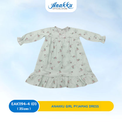 Anakku Girls Pyjama Set -L/SLV Top & Long Pant & Dress Pyjama (1 yr to 3 yrs) -EAK1193-4(01 - 04)/ EAK1194-4(01 - 02)