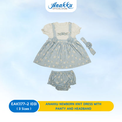 ANAKKU Newborn Knit Dress with Panty & Headband | Gaun Kait Bayi Baru Lahir dengan Seluar & Ikat Kepala