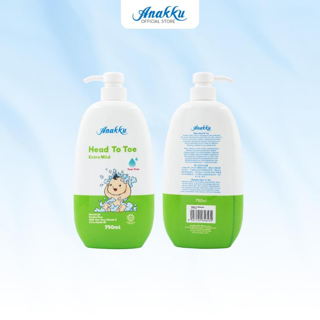 [Exclusive Combo] Anakku Newborn Bath Set - Baby Bath Head To Toe Moisturizing Baby Lotion Baby Talcum AKBD0060