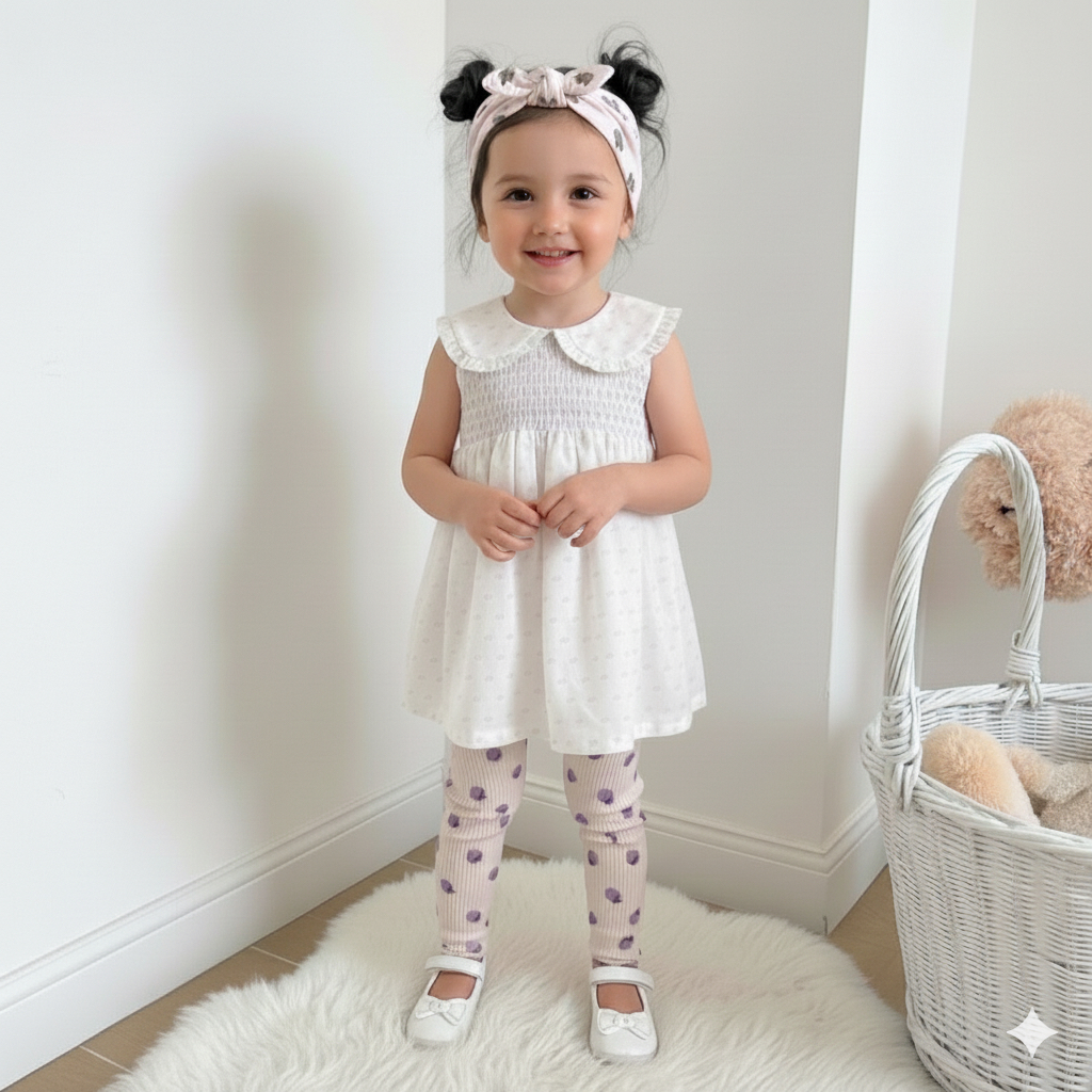 3PCS BABY GIRLS SUIT SET (TOP, LEGGING & HEADBAND) - 620199-2