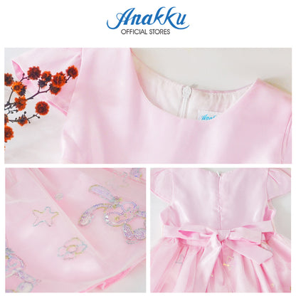 Anakku [3-18M] Newborn Baby Girl Party Dress Short Sleeve Dress Pakaian Bayi Perempuan EAK709-2