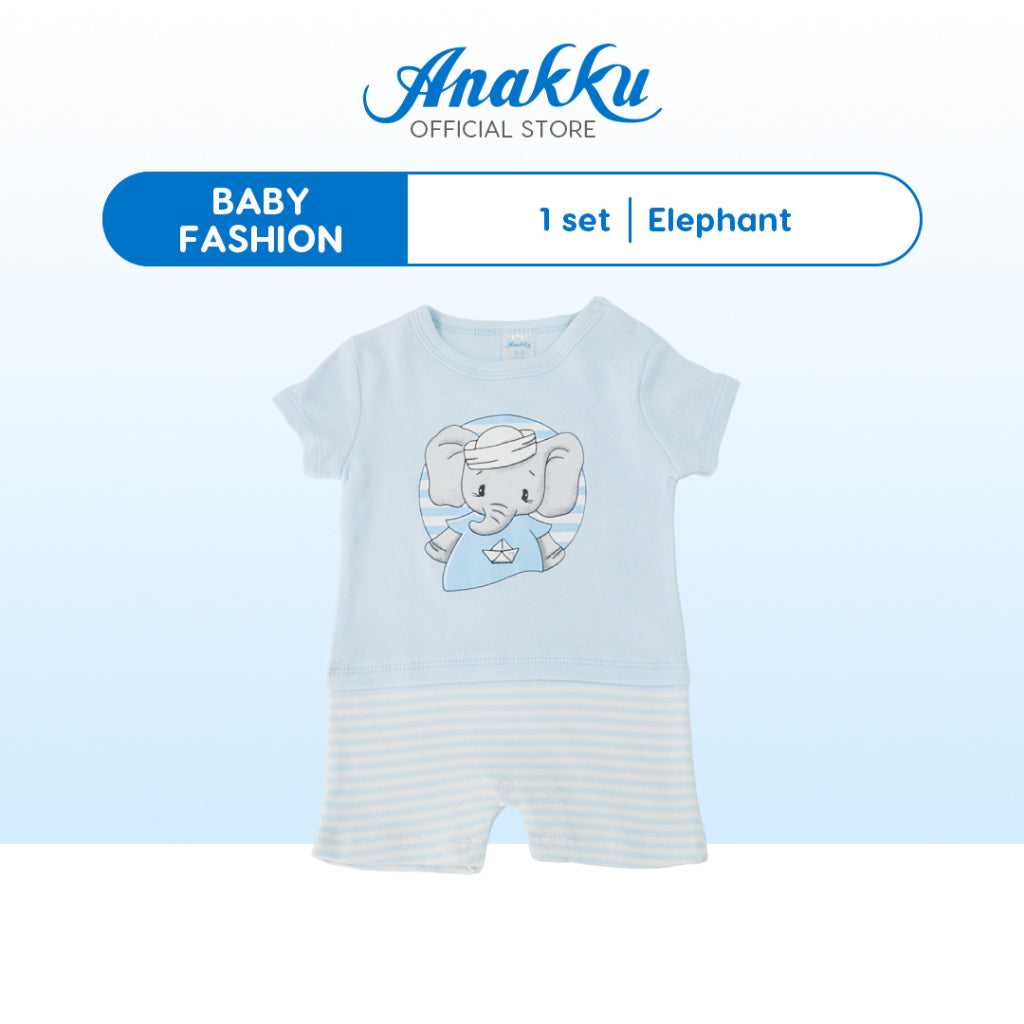 Anakku [0-12M] Newborn Baby Boy Short Sleeve Romper Baju Rompers Bayi Lelaki EAK821-2
