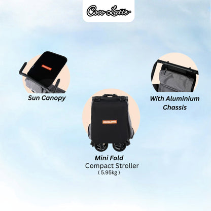 COCOLATTE Minima Plus Stroller Baby Travel Folding Cabin Size & Lightweight (Newborn up to 20kg)