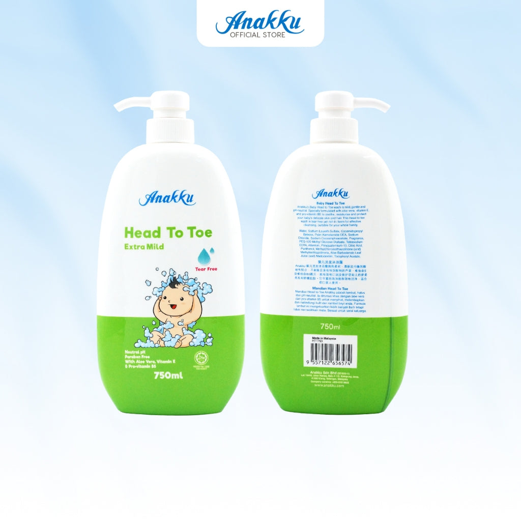 [Exclusive Combo] Anakku Newborn Baby Bath Extra Mild Head To Toe Wash With Baby Lotion AKBD0007