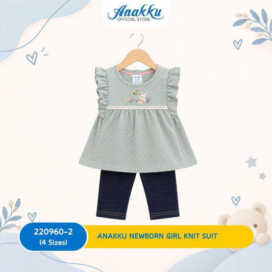 Anakku Girls Knit Suit/Set Baju & Seluar Bayi Perempuan -Top & Bottom (3 Mth to 24 Mth)