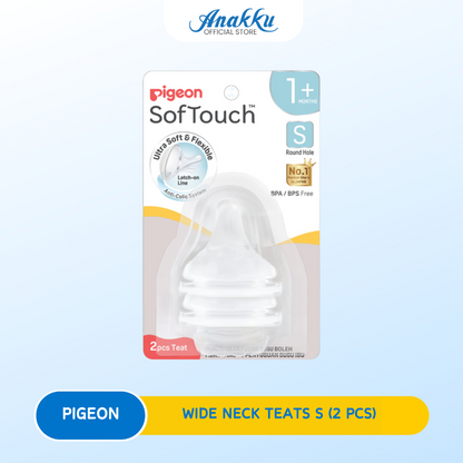 Pigeon Softouch Wide Neck Teats - Pigeon Puting Botol Leher Lebar untuk Keselesaan Bayi & Sistem Anti-Kolik Bebas BPA BP