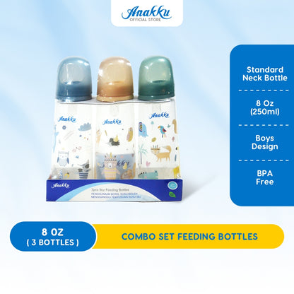 Anakku PP Feeding Bottle Botol Susu - 8oz x 3 (250ml) (Boy) 173-043