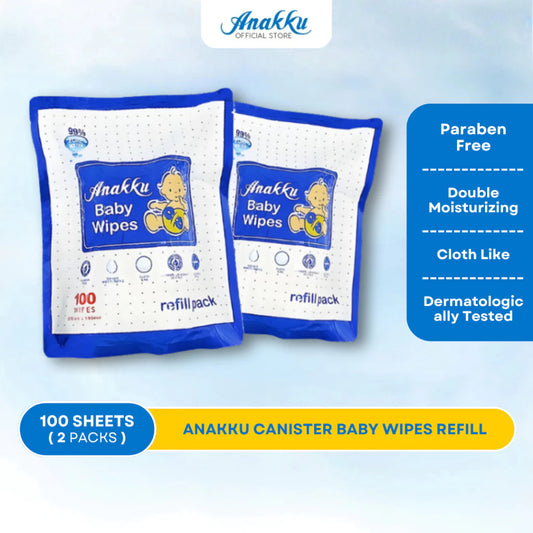 Anakku Baby Wipes Wet Tissue/Tisu Basah Bayi - Refill Pack (100's x 2 Packs) 175-6003