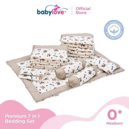 Babylove 7 dalam 1 Set Katil Bayi Premium | Set Tilam Lengkap | 7 in 1 Bedding Set (100% Cotton)