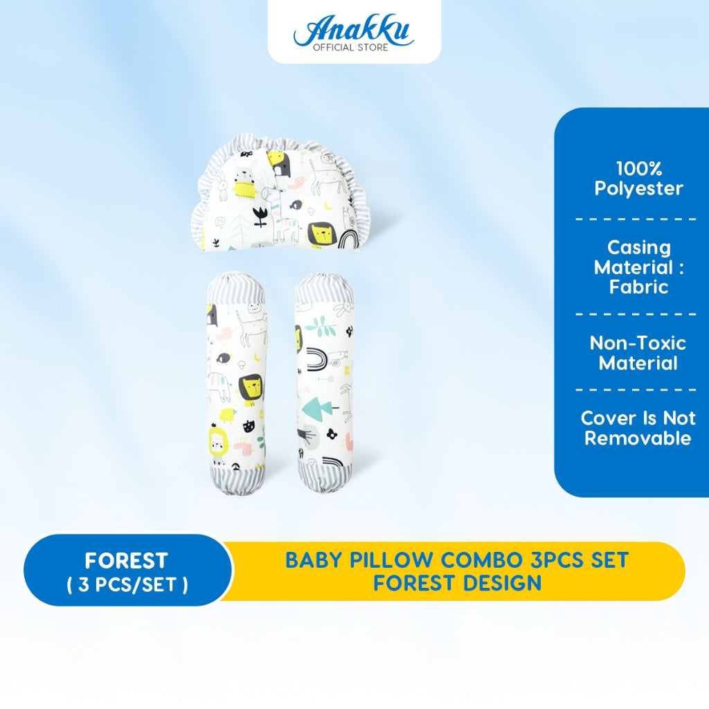 Anakku Bedding Set 3 in 1 Dimple Pillow Bolsters Set Forest/Jungle Set Bantal Bayi 174-791
