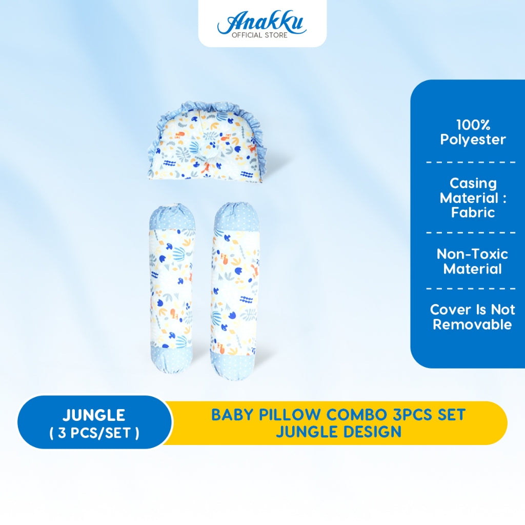 Anakku Bedding Set 3 in 1 Dimple Pillow Bolsters Set Forest/Jungle Set Bantal Bayi 174-791