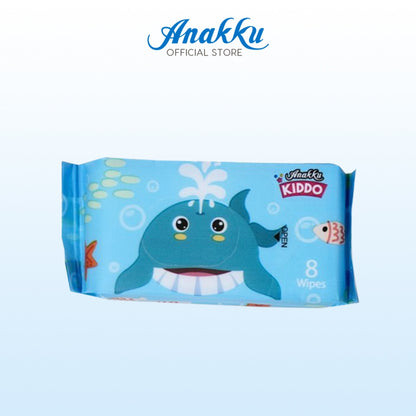 Anakku Kiddo Hand Mouth Petite Wipes Mini Wet Tissue Baby Tisu Basah (8's x 8 packs) WT8/8