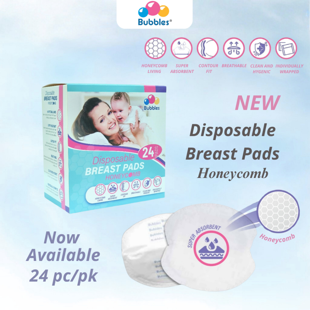 BUBBLES Disposable Breastpads Honeycomb | Pelapik Payudara Pakai Buang Honeycomb