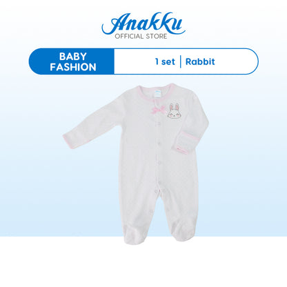 Anakku [0-12M] Newborn Baby Boy Jumpsuit Snap-on Button Long Sleeves Baju Bayi Lelaki EAK815-2