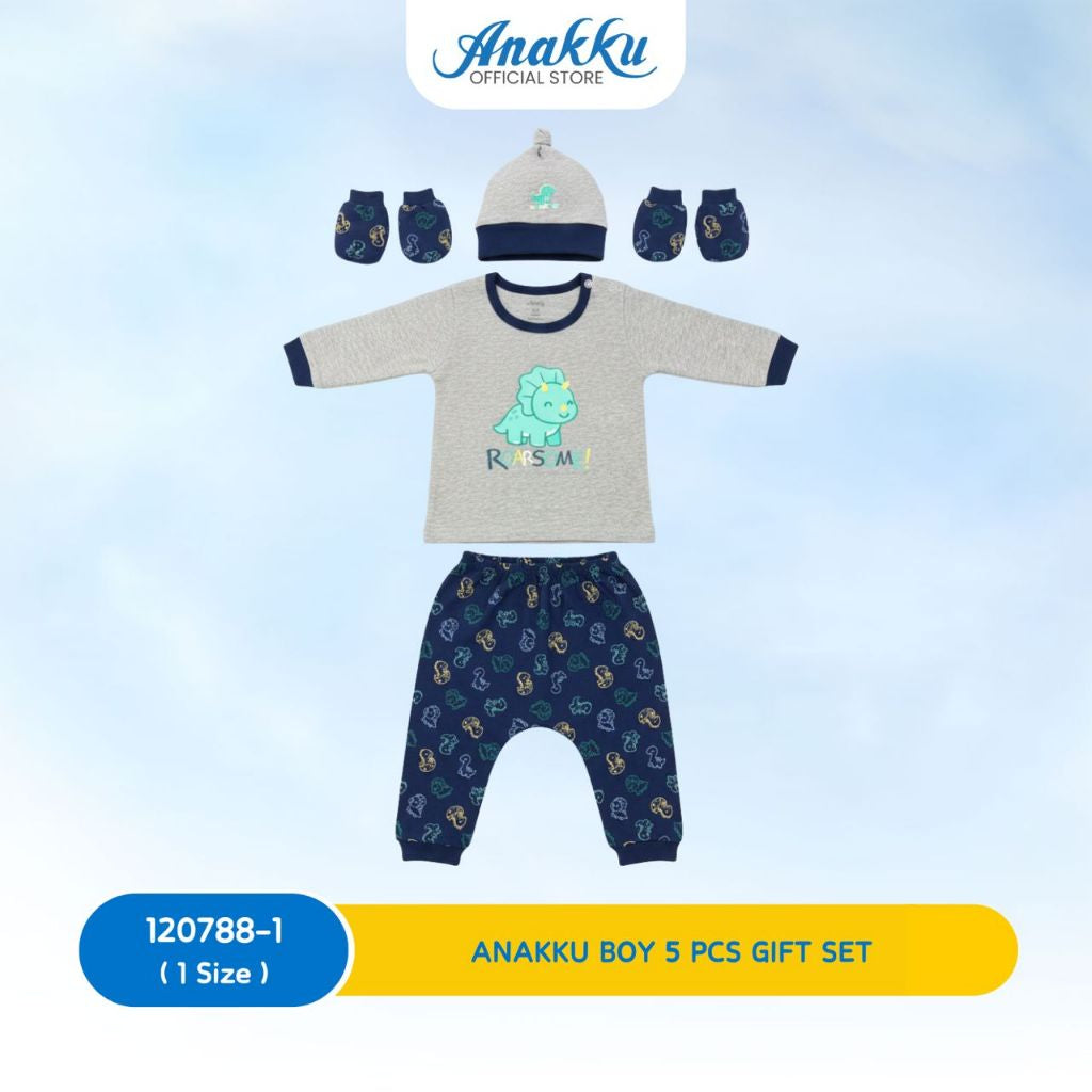 Anakku Newborn Baby Boy/Girl Pyjamas Gift Set | Set Hadiah Baju Tidur Bayi [5pcs/set] [0-6 Months] 120788-1, 120789-1