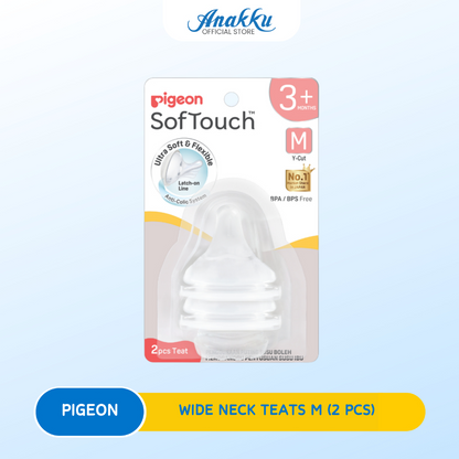 Pigeon Softouch Wide Neck Teats - Pigeon Puting Botol Leher Lebar untuk Keselesaan Bayi & Sistem Anti-Kolik Bebas BPA BP