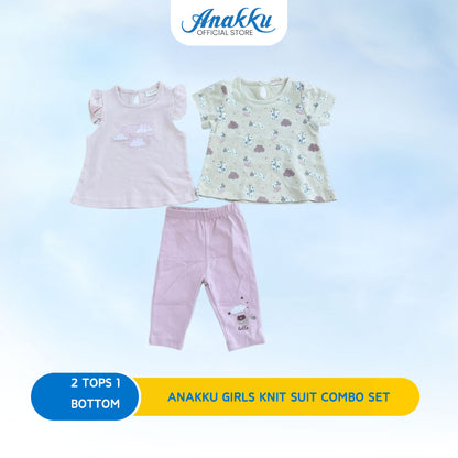 ANAKKU Baju Baby Girl Knit Combo Set Clothing 3-in-1 (6-24 Months) 2Tops+1Bottom - 520604-2 (01