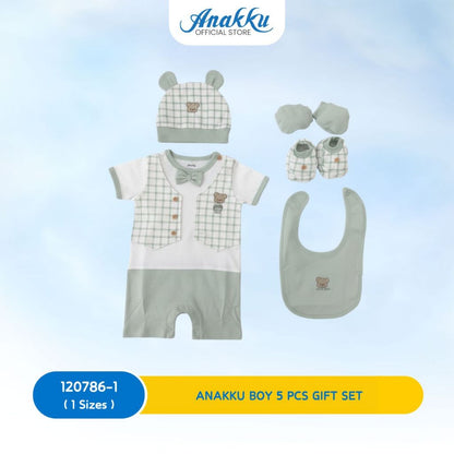 Anakku Newborn Baby Boy/Girl Gift Set | Set Hadiah Bayi Baru Lahir [5pcs/set] [0-6 Months] 120786-1,120787-1