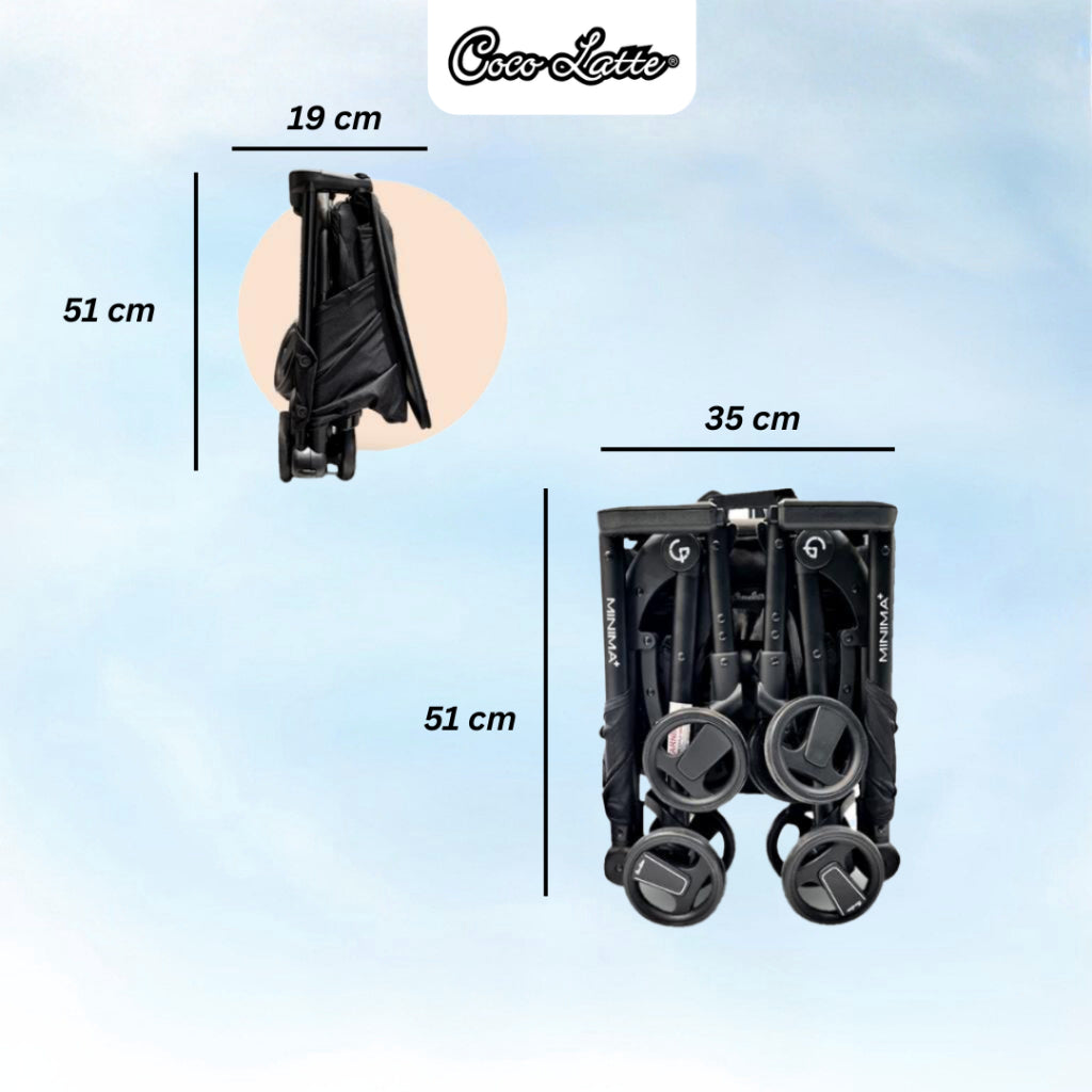 COCOLATTE Minima Plus Stroller Baby Travel Folding Cabin Size & Lightweight (Newborn up to 20kg)