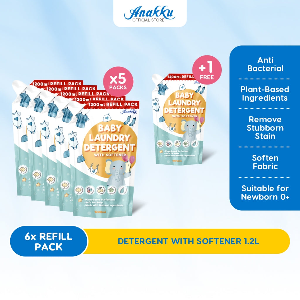 [BUNDLE DEAL] Anakku Detergent With Softener Refill Pack (1.2L x 4)  LD1200-4