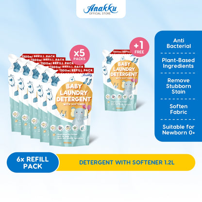 [BUNDLE DEAL] Anakku Detergent With Softener Refill Pack (1.2L x 4)  LD1200-4