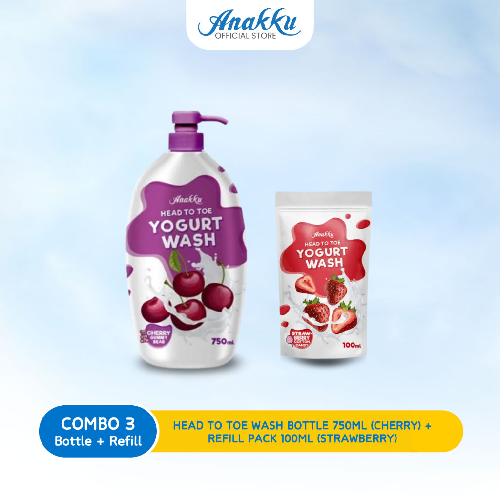 [YOGURT COMBO] Anakku Baby Head To Toe Yogurt Body Wash 750ml ( + Trial Pack 100ml) - AKBD0067
