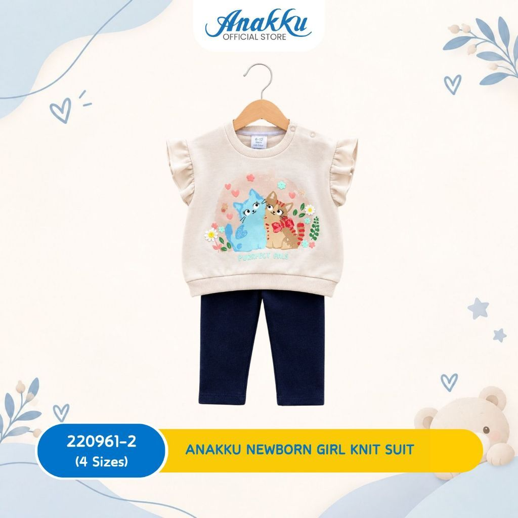 Anakku Girls Knit Suit/Set Baju & Seluar Bayi Perempuan -Top & Bottom (3 Mth to 24 Mth)