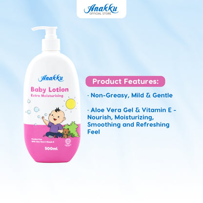 [Exclusive Combo] Anakku Newborn Baby Bath Extra Mild Head To Toe Wash With Baby Lotion AKBD0007