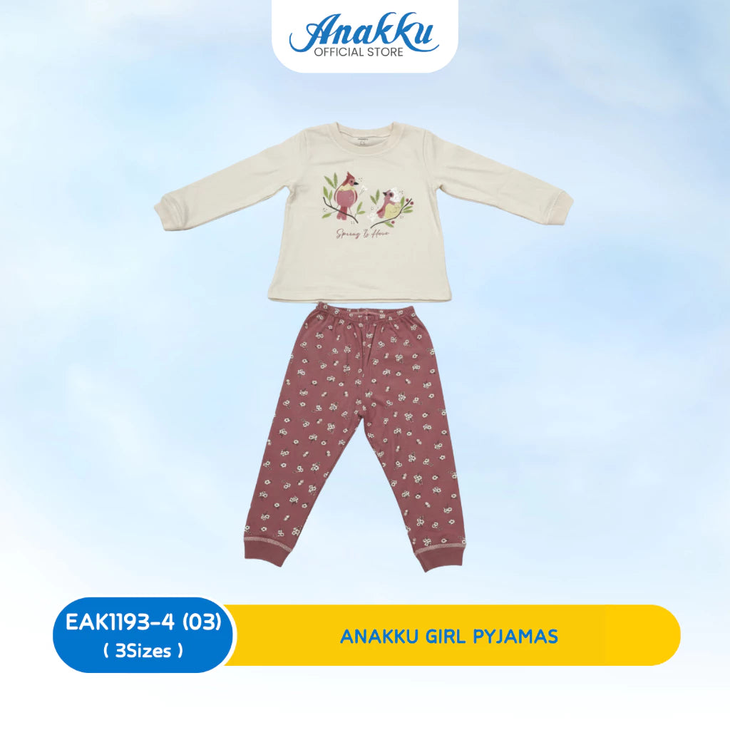 Anakku Girls Pyjama Set -L/SLV Top & Long Pant & Dress Pyjama (1 yr to 3 yrs) -EAK1193-4(01 - 04)/ EAK1194-4(01 - 02)