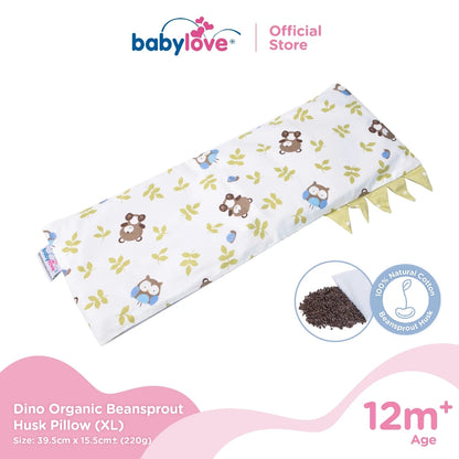 Babylove Dino Organic Bean Sprout Husk Pillow - XL Size