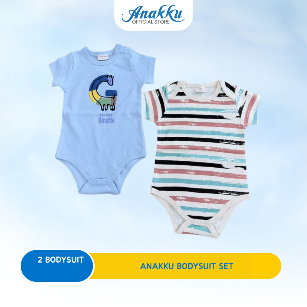 ANAKKU Romper Baju Baby Newborn Bodysuit Series - 2 Sets (3M-12M) 520595-2, 520596-2 (01 to 06)
