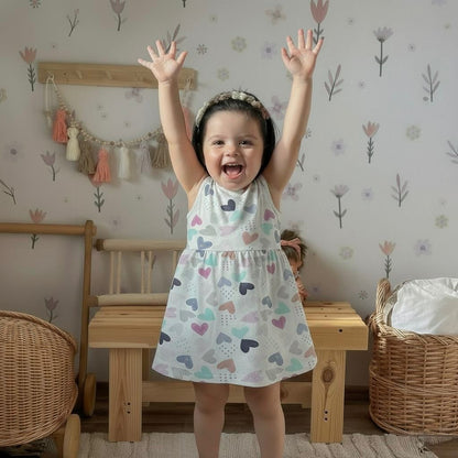 ANAKKU GIRLS KNIT DRESS -SHORT SLV OR NO SLEEVE( 2 yr to 5 yrs) TGD15-01 (001-006)