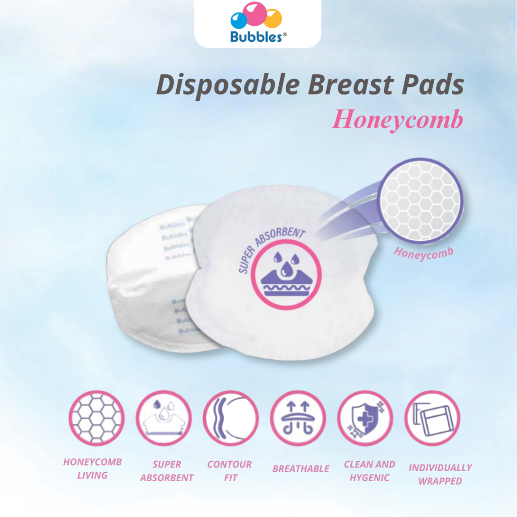 BUBBLES Disposable Breastpads Honeycomb | Pelapik Payudara Pakai Buang Honeycomb