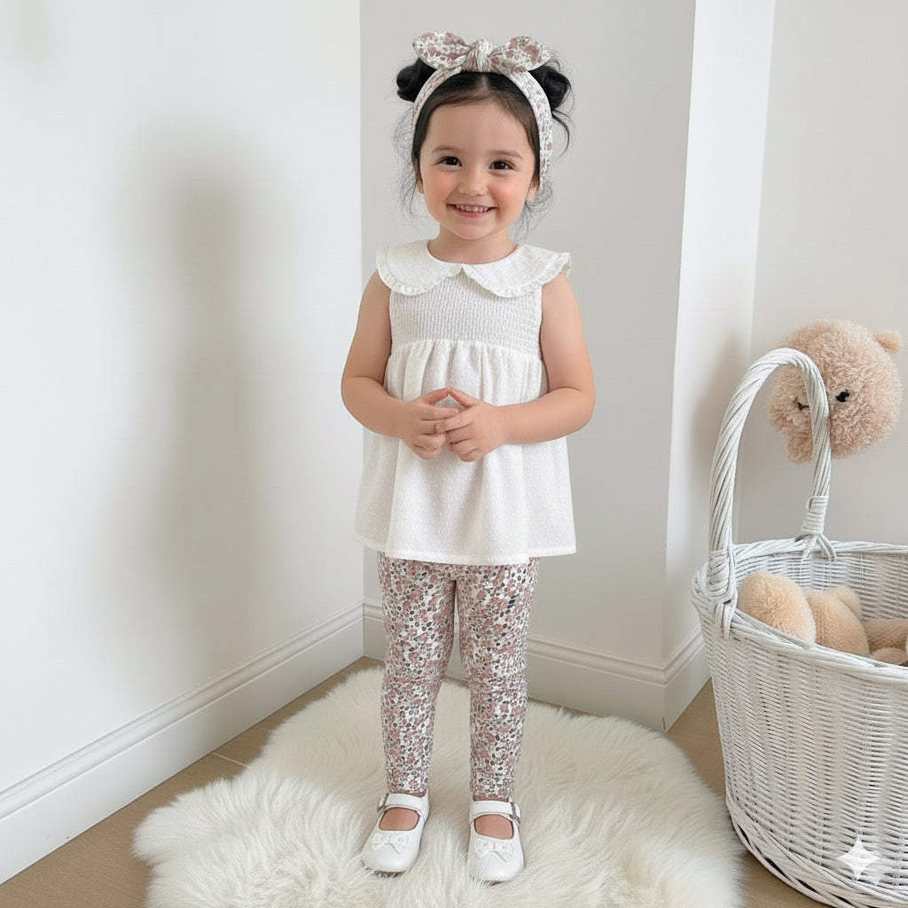 3PCS BABY GIRLS SUIT SET (TOP, LEGGING & HEADBAND) - 620199-2