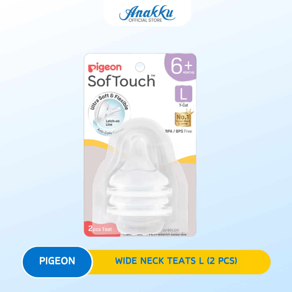 Pigeon Softouch Wide Neck Teats - Pigeon Puting Botol Leher Lebar untuk Keselesaan Bayi & Sistem Anti-Kolik Bebas BPA BP