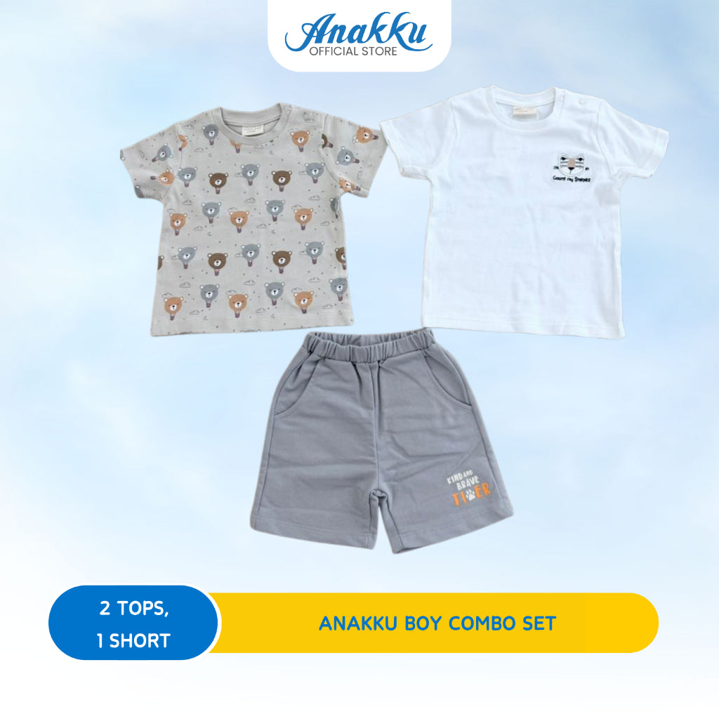 ANAKKU Baju Baby Boy Kids Clothes Knit Combo 2 TOP & 1 BOTTOM (6-24MONTHS)