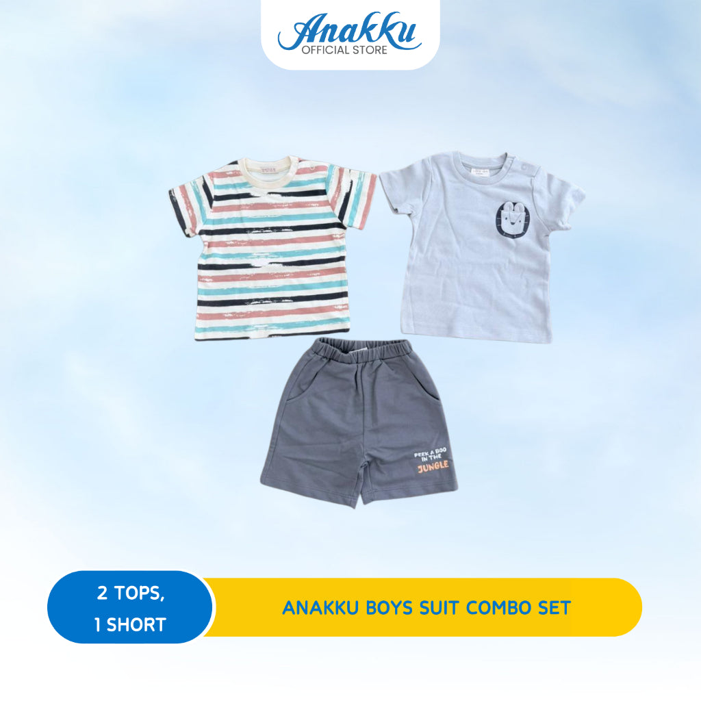 ANAKKU Baju Baby Boy Kids Clothes Knit Combo 2 TOP & 1 BOTTOM (6-24MONTHS)