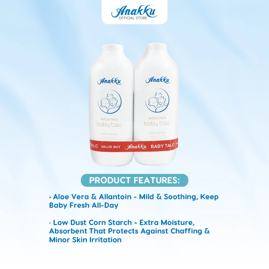 Bulk Sale - Anakku Baby Talcum (500g x 2) TP500 x 12