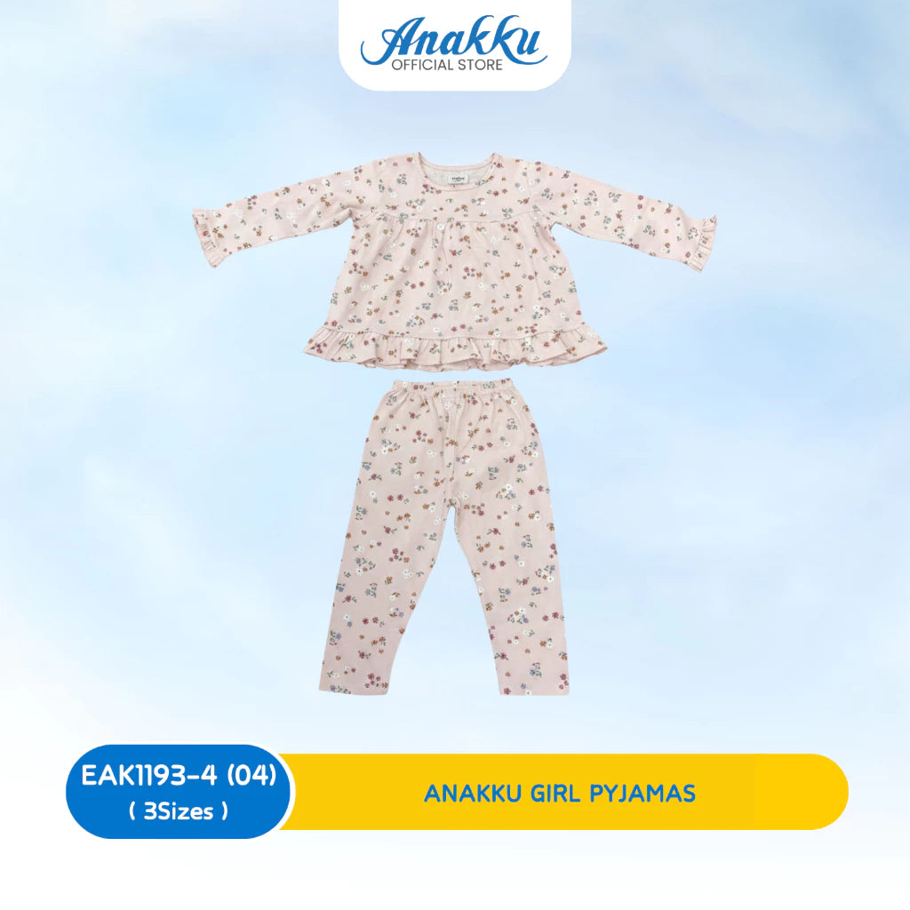 Anakku Girls Pyjama Set -L/SLV Top & Long Pant & Dress Pyjama (1 yr to 3 yrs) -EAK1193-4(01 - 04)/ EAK1194-4(01 - 02)