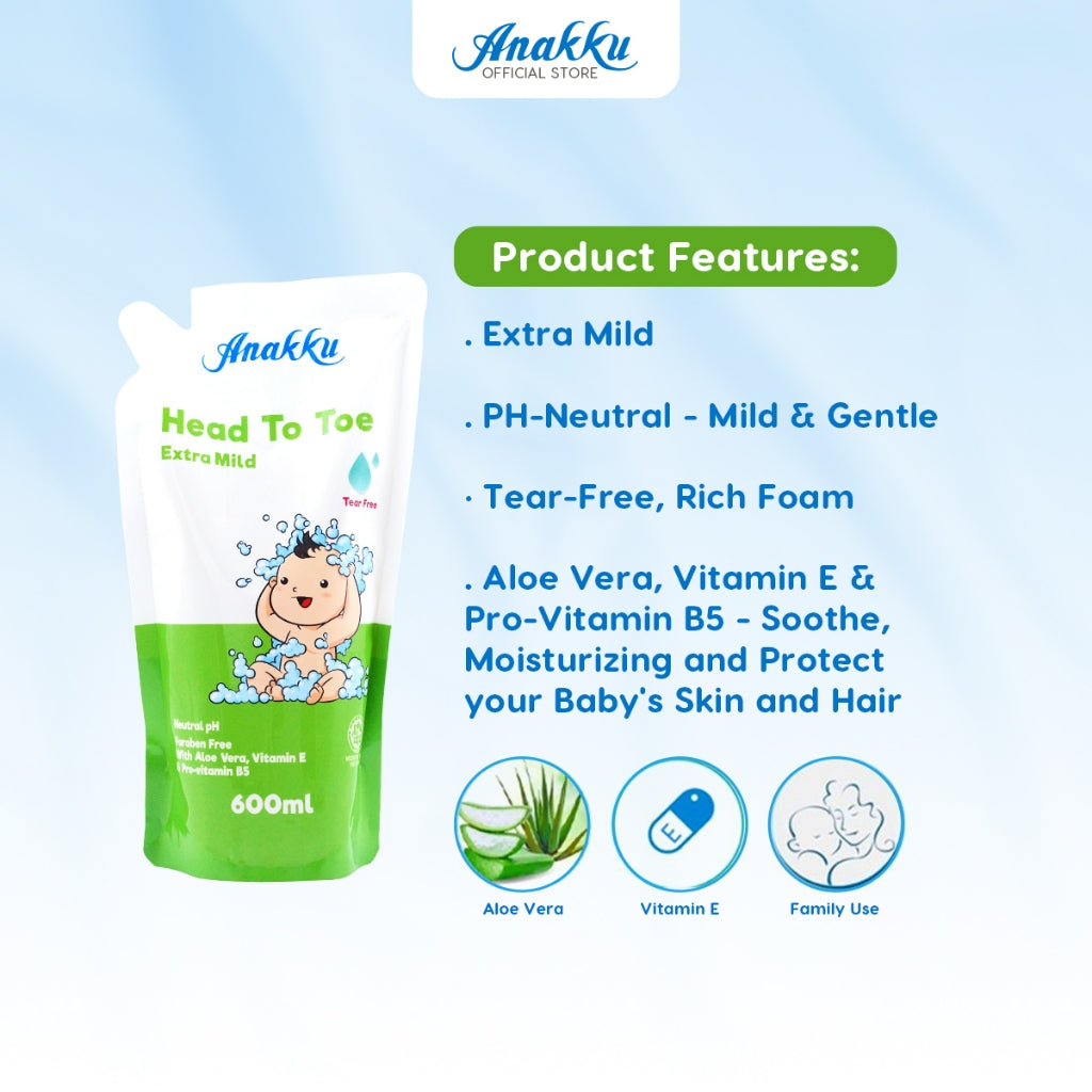 [Exclusive Combo] Anakku Newborn Baby Bath Extra Mild Head To Toe Wash With Baby Lotion AKBD0007