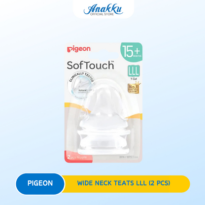 Pigeon Softouch Wide Neck Teats - Pigeon Puting Botol Leher Lebar untuk Keselesaan Bayi & Sistem Anti-Kolik Bebas BPA BP